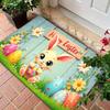 Easter Cartoon Rabbit Carpet Mat Rug with Colorful Eggs Flowers Home Porch Decoration Door Mat Festive Indoor Outdoor Floor Mat