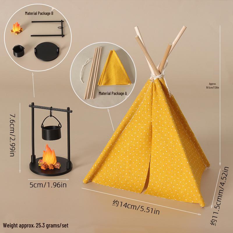 Dollhouse Miniature Camping Tent Toy for OB11 Outdoor Picnic Scene and Photography Props