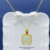 S925 Sterling Silver Gold-Plated Bamboo Joint Hetian Jade Wushi Pai Chinese Retro Necklace Ornament