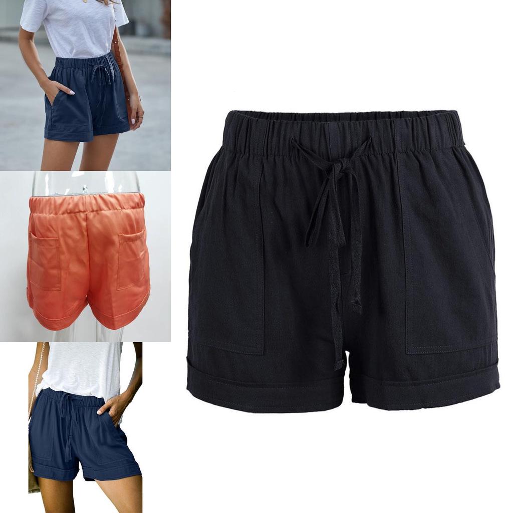 Stilvolle Damen Locker Mini Kordelzugshorts Mit Taschen Für Lässigen Komfort
