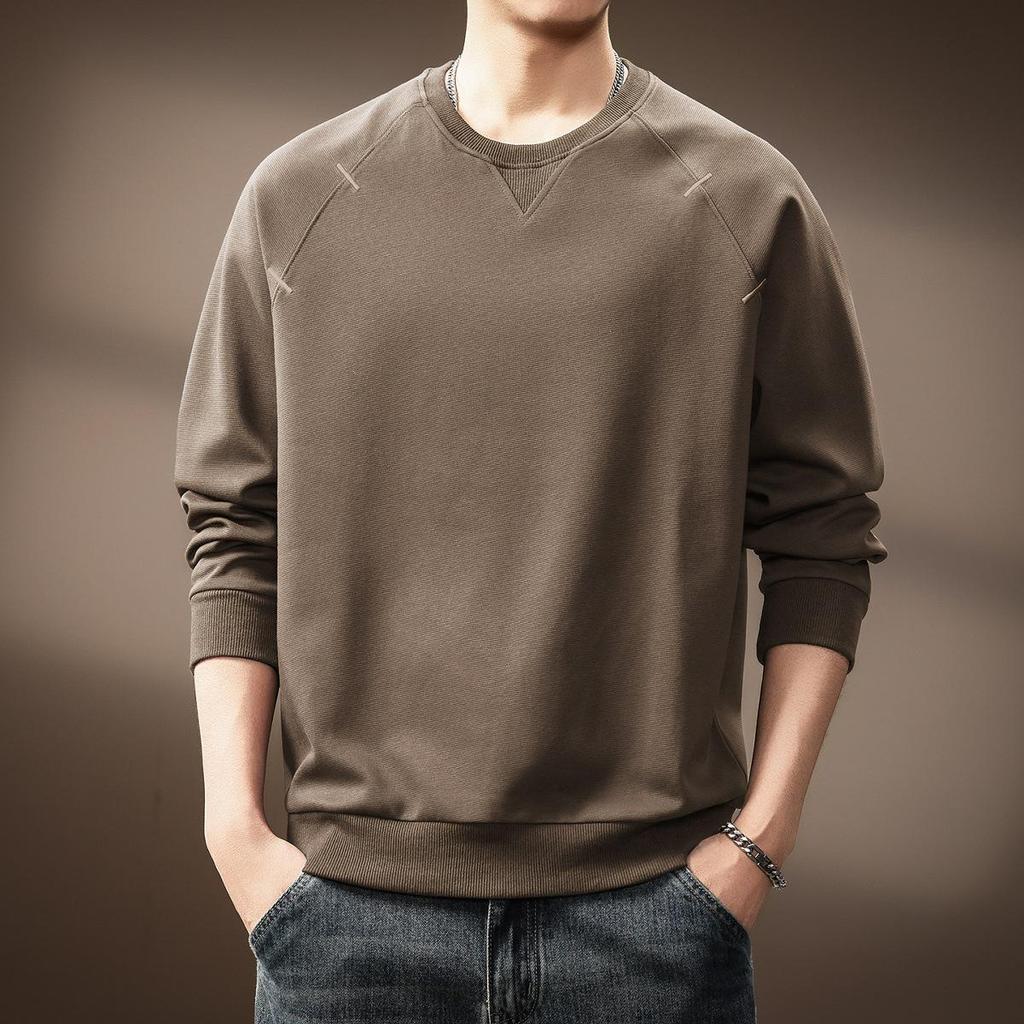 Men's Trendy Patchwork Long-Sleeve Hoodie - Autumn Casual Loose Fit Round Neck