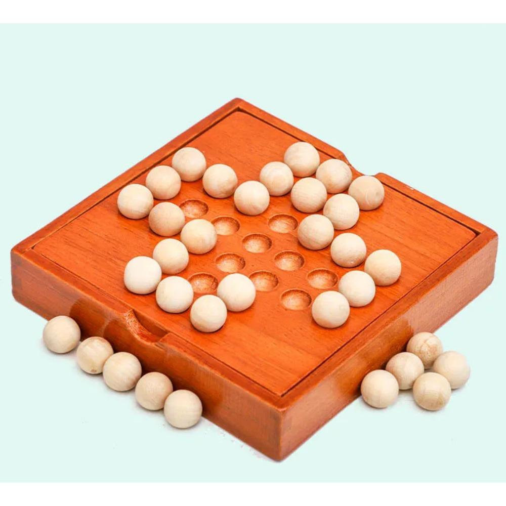 1Set Europe Board Game Single Chess Peg Solitaire Diamond Move Independently Cognitive Ability Toy Classical Educational Toys