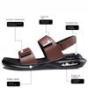 Fashion Mens Sandals Casual Comfortable Open Toe Flat Sandals Soft Beach Footwear Men Shoes Solid Color Leather Man Summer Shoes Zapatos