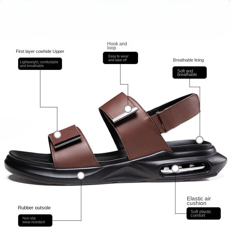 Fashion Mens Sandals Casual Comfortable Open Toe Flat Sandals Soft Beach Footwear Men Shoes Solid Color Leather Man Summer Shoes Zapatos