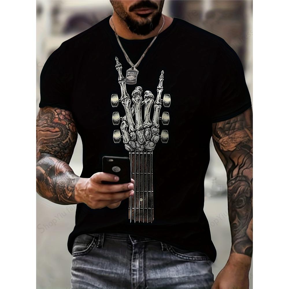 Musical Instrument Guitar 3D Printed T-shirt, Men's and Women's Fashionable Short Sleeved T-shirt, Children's