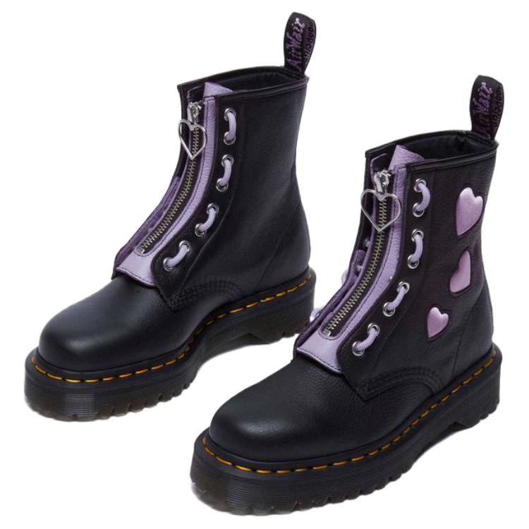 DR. Martens Leder Herz Colorblock Kurze Stiefel Damenstiefel Schwarz 31882150