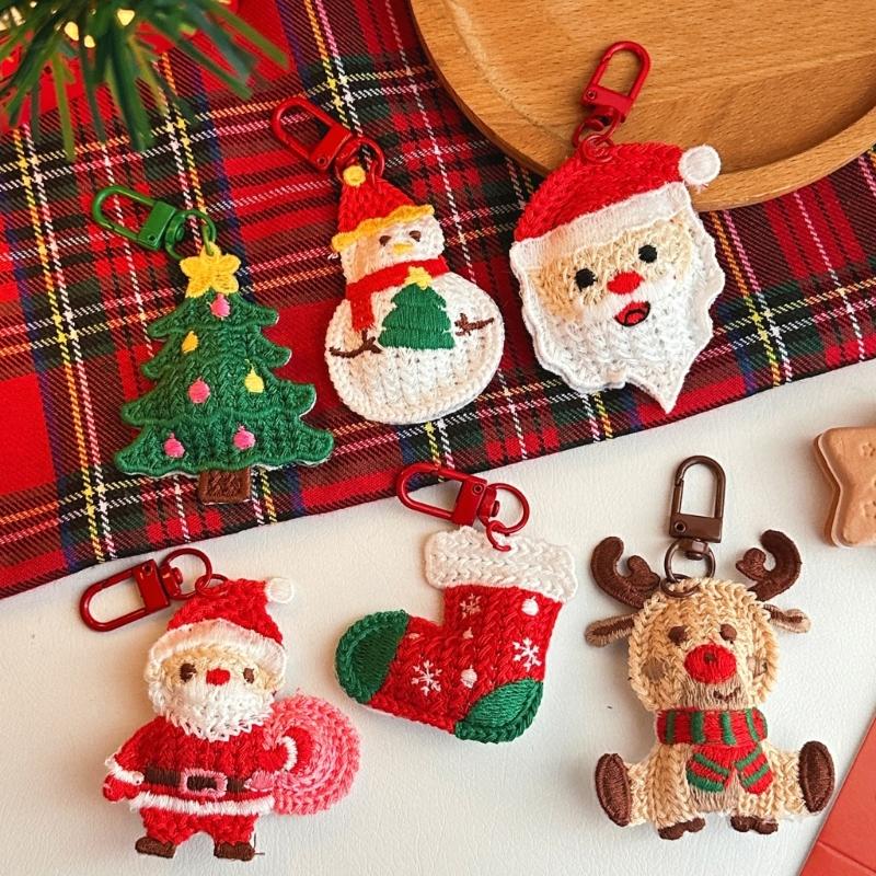 Festives Plush Decorations Chirstmas Tree Shape Hanging Weaving Pendants for Christmas Tree Keychain Backpack