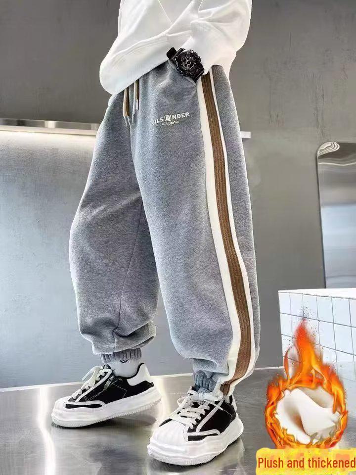 Pantaloni de trening din catifea pentru băieți, toamna 2023 - Pantaloni sport la modă pentru copii de mărime mijlocie și mare