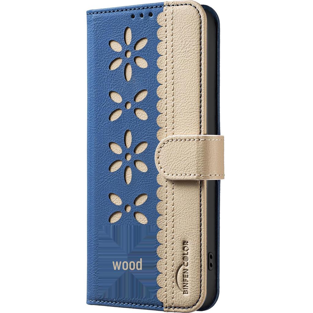 Colorblock Small Flower Leather Case with RFID for OPPO RENO 14F 5G & More (36 Models)