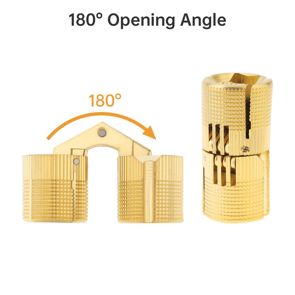 8 Pcs 18 Mm Brass Hidden Barrel Hinges - Invisible Concealed Furniture Hinges for DIY Jewelry Box, Cabinets & Secret Doors