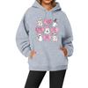 Women's Casual Fashion Solid Color Rugby Print Long Sleeve Hooded Sweatshirt Top