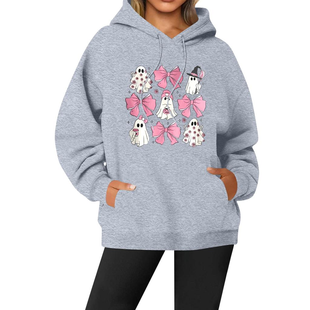 Women's Casual Fashion Solid Color Rugby Print Long Sleeve Hooded Sweatshirt Top