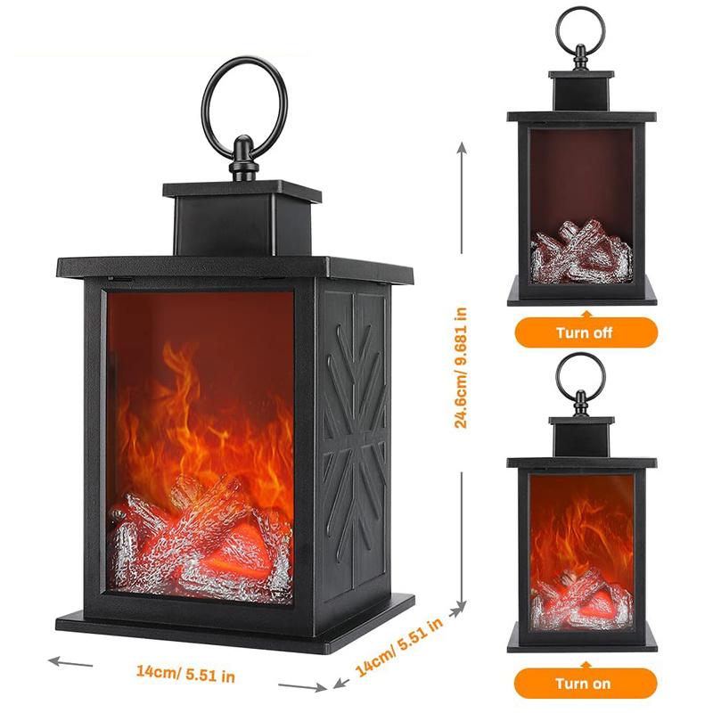 LED Lantern Fireplace Flameless Log Fire Flicker Flame Christmas Decoration Lamp