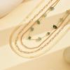 European & American Style Green Gravel Jewelry Set: Four-Piece Women's Layered Necklace and Ring Set