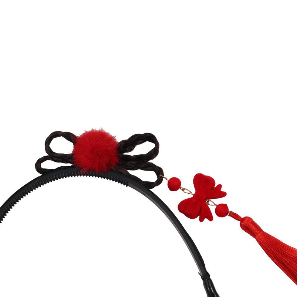 Flower Chinese New Year Headwear Braid Hair Hanfu Hair Sticks Children Wig Headband  Girls
