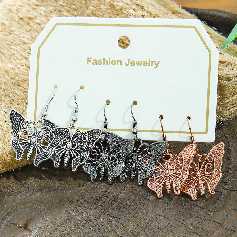 

Винтажные металлические серьги-подвески для женщин, геометрические, эффектные, в форме бабочки, стрекозы, креативные серьги с животными, для повседневной носки, подарки