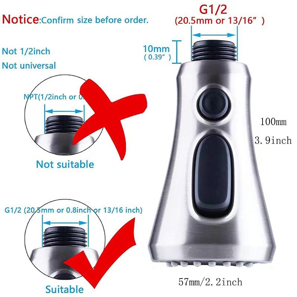 Pull Down Spray Head for Kitchen Faucet 3 Modes Kit