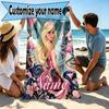 Custom Name Personalized Barbie Print Beach Towel, for Trip Camping Beach Party Home Decor, Birthday Gift for Family & Friends
