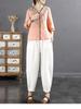 Women's Cotton & Linen Retro Harem Pants with Lace Trim - Large Size, Nine-Point Casual Style