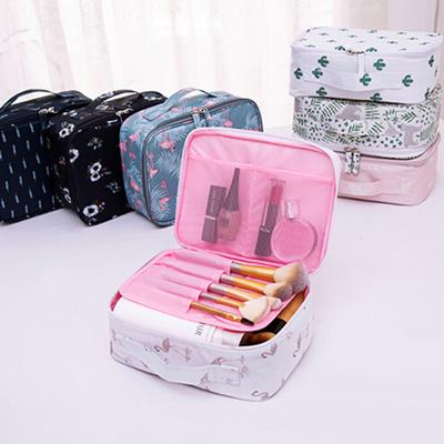 Portable Foldable Floral Print Makeup Brushes Holder Storage Pouch Cosmetic Bag