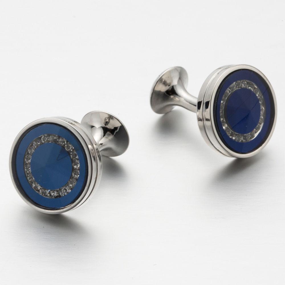 Foreign trade round blue crystal cufflinks, men's French shirt sleeves, high-quality cufflinks 706