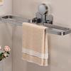 Detachable Suction Cup Towel Pole Wall Mounted Folding Storage Shelf Bathroom Towel Rack  Home