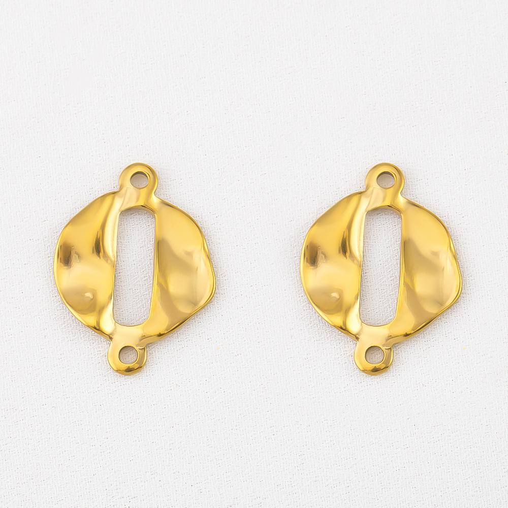 10pcs Stainless Steel 18K Plated Oval Star Heart Charms Double Hole Pendants for DIY Necklace Bracelet Jewelry Making Supplies