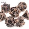 7 Pcs Copper Tree Stump Root Metal Dice Solid Metal Polyhedral Dice Set Suitable for Role-Playing RPG  Board Game Card Game
