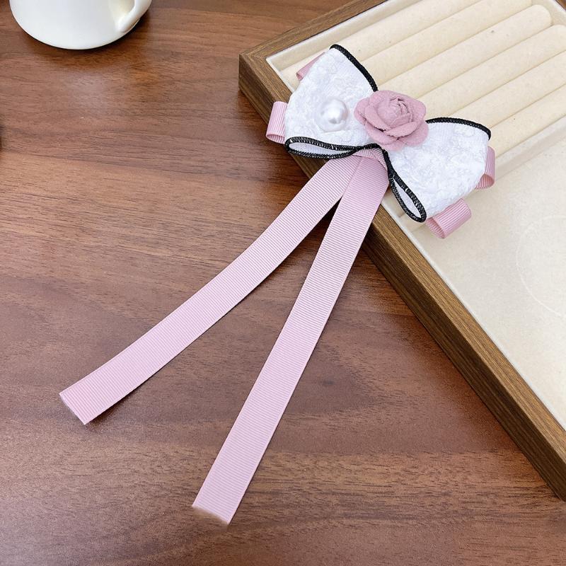 Camellia Flower Brooch Pins For Women Fabric Bow Tie Jk College Style Shirt Collar Pin Elegant Jewelry Accessories