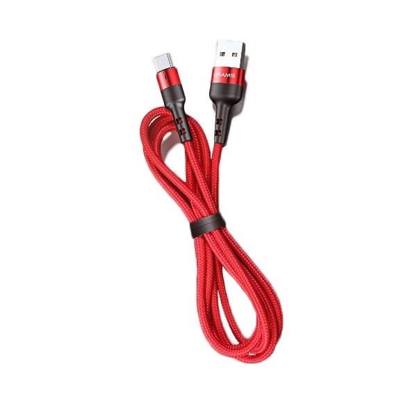 USAMS Braided Cable U26 Micro USB 1M1Pcs. For Set 2A Fast Charging Red/Red Sj312Mc02 (Us-Sj312)