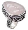 Rose Quartz Natural Gemstone Antique Silver Plated Ring US Size-7.25 A 307