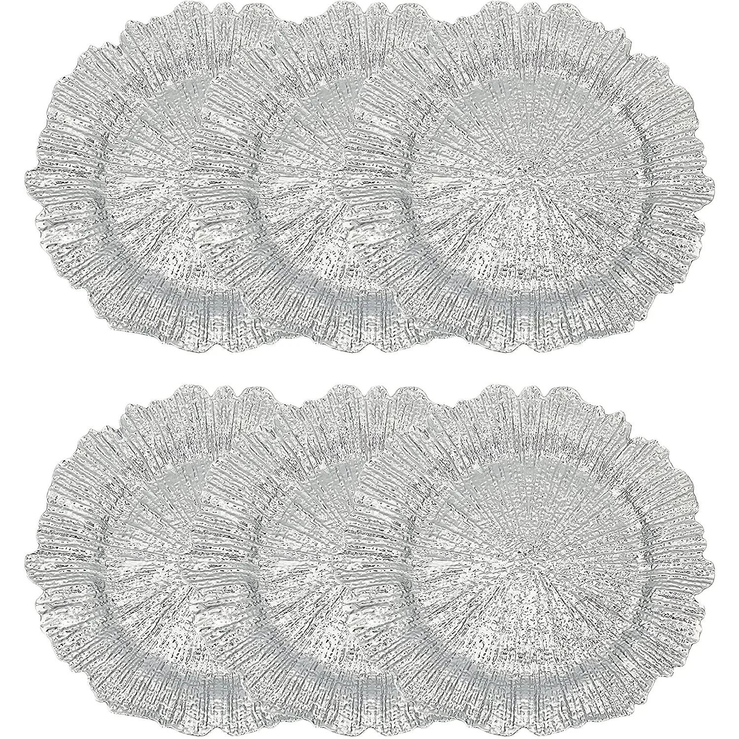 

1/6шт 13-дюймові золоті підставні тарілки, круглі пластикові тарілки-підкладки для обідніх тарілок, елегантна прикраса для весільної вечірки, серветки 13 inches