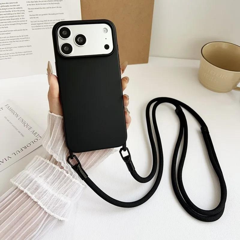 Custodia per Telefono con Laccetto in Silicone Per Per Iphone 17 16 1 14 13 Pro Max 17Pro 16Pro Air Antiurto Cinghia a Tracolla Cordoncino Copertura