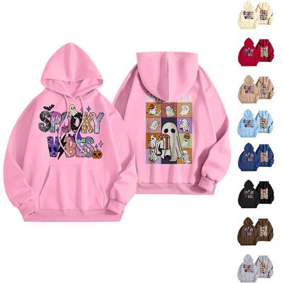 Women's Fashion Loose Casual Halloween Long Sleeve Hooded  Printed Hooded Sweatshirt