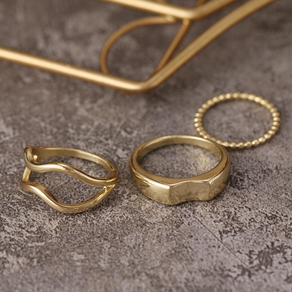 2024 Eye Mask Bead Ring Three-piece Cold Wind Personality Ring Punk Style Ring Fashion Neutral Trend