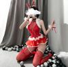 Sexy Christmas Body Stocking Santa Cosplay Red Lingerie Costume Photo Shoot Sheer Reindeer [Lady Lazy]