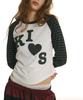 Kimseupeulesikoteunmakes Messi Kiss Raglan Long Sleeve T-Shirt Charcoal (White)
