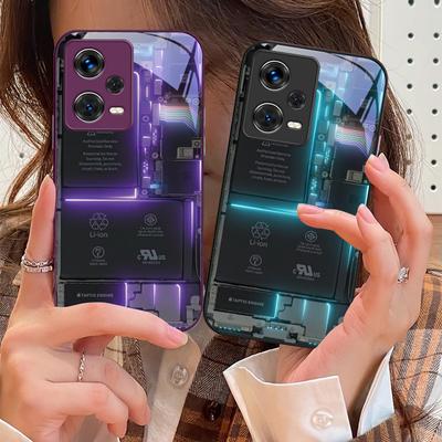 Color Circuit Structure For Xiaomi 14 Ultra 13 Lite Redmi Note 13 11 Pro 12 Plus Poco X6 3 Pro F4 6 GT Tempered Glass Phone Case