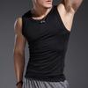 Men's Split Design Quick-Dry Sleeveless Fitness Tank Top - Black/White High Elasticity