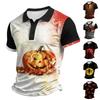 Men's Halloween Short Sleeve Shirt with Collar for Casual Holiday Wear