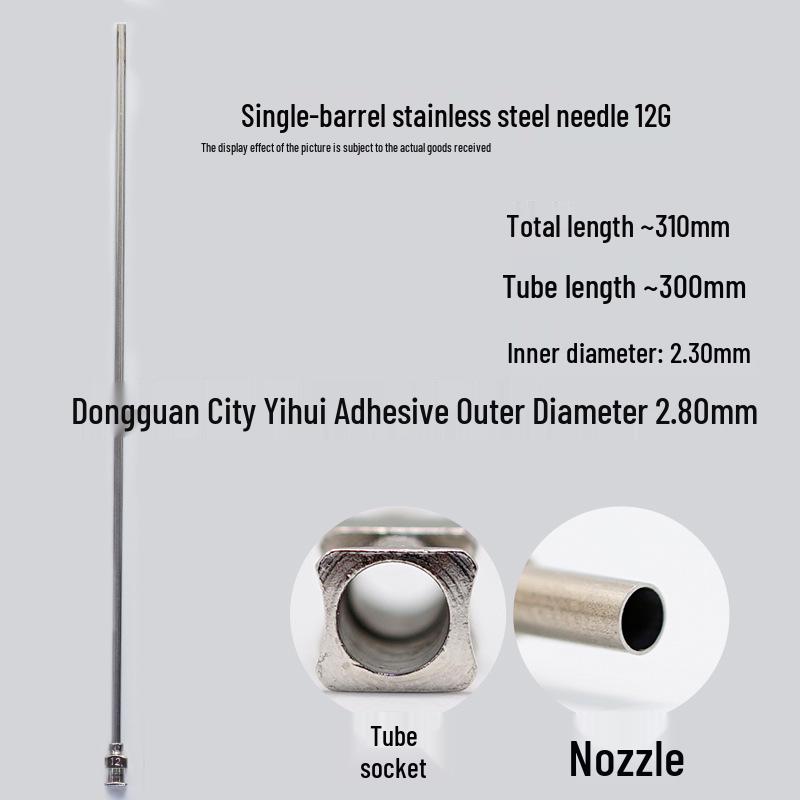 Stainless Steel 310mm Flat Tip Glue Dispensing Syringe with Sharp Needle 12г