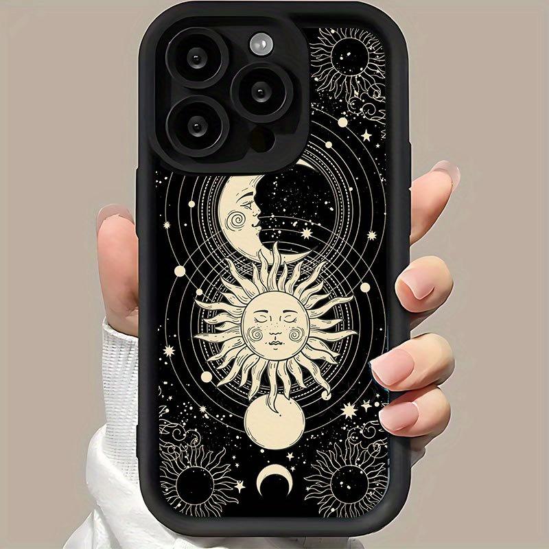 Kreative Sonne Mond Muster Handyhülle Geeignet für iPhone 17 16 15 14 13 12 11 Pro/Max/Plus Sturzfest und Stoßfest
