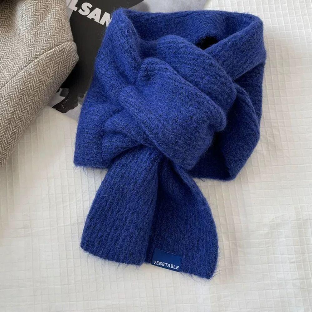 Woolen Knit Scarf Solid Color Short Neckerchief Neck Guard Shawl Neck Warmer Women