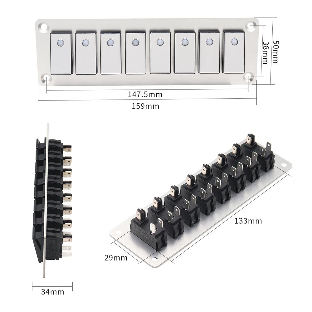 8 Rocker Switch Panel Switch Panel with LED Light For Boat Car
