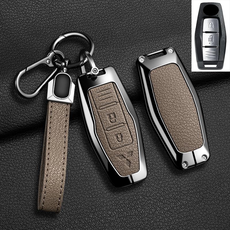 Car Control Remote Key Case Cover For Mitsubishi Outlander 2022 - 2024 2 3 4 Buttons Zinc Alloy Leather Keychain Accessories