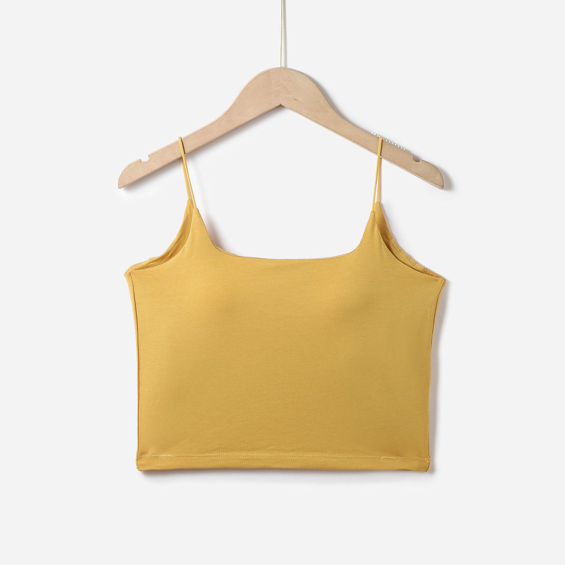 Women s Summer Cropped Camisole with Built-in Bra Pads - Thin Strap U-Neck Sleeveless Top Extra Large жёлтый