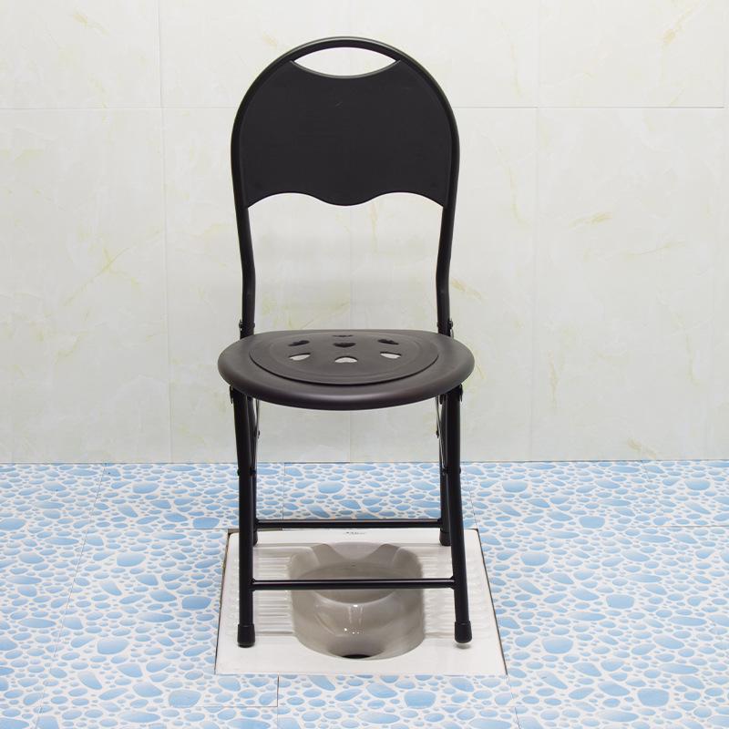 Qianshun Jia Klappbarer Edelstahl-Toilettenstuhl für ältere Menschen und schwangere Frauen