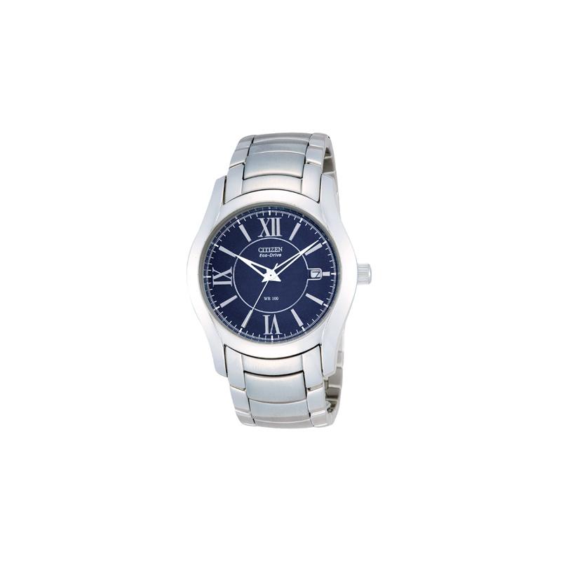 

CITIZEN 100 meters waterproof, solar Quartz, Steel Strap, , 37mm men s watch, blue dial BM1150-61L синій