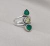 Green Onyx & Lemon Quartz Sterling Silver Ring: Boho Statement Jewelry