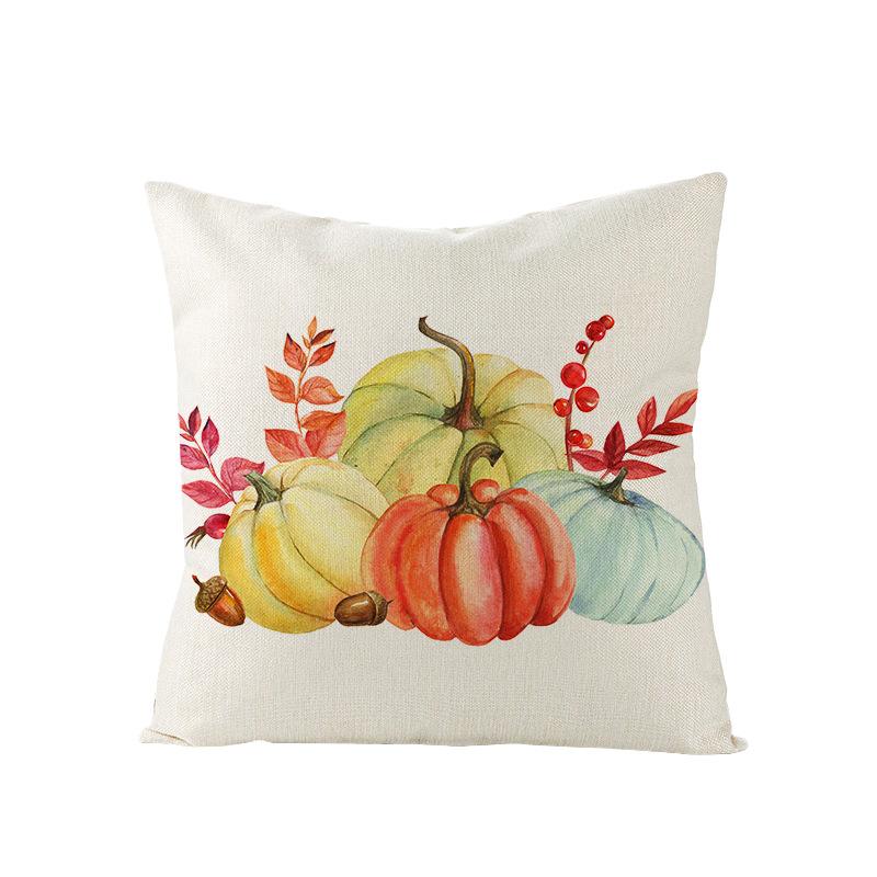 Home Thanksgiving Pillow Cover New Autumn Pumpkin Polyester Printed Cushion Cushion Cover